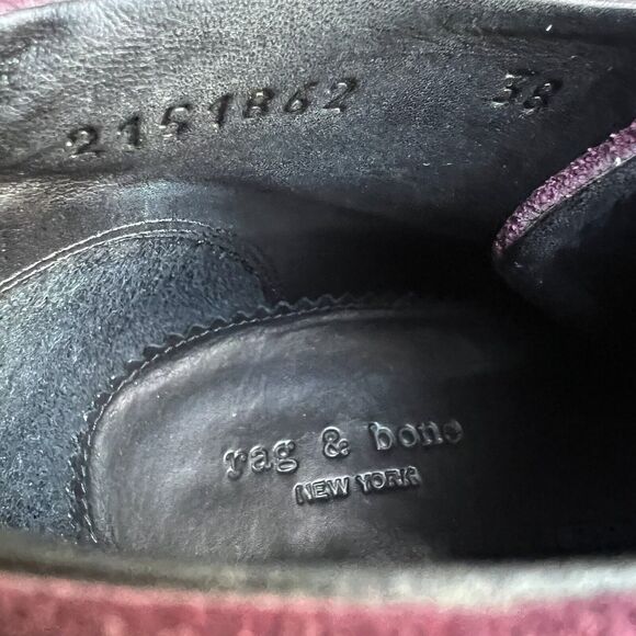 Rag & Bone Purple Suede Lace Up Ankle Heeled Boots Booties Women's EU 38 US 8 - Picture 14 of 16